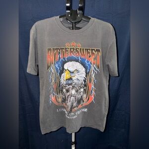 BitterSweet Eagle Biker Graphic T-Shirt Gray Size Medium NWOT